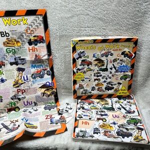 Travel Alphabetic Magnetic Wheels at Work Puzzle with poster English/French